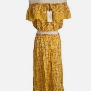 Yellow Floral Strapless Dress